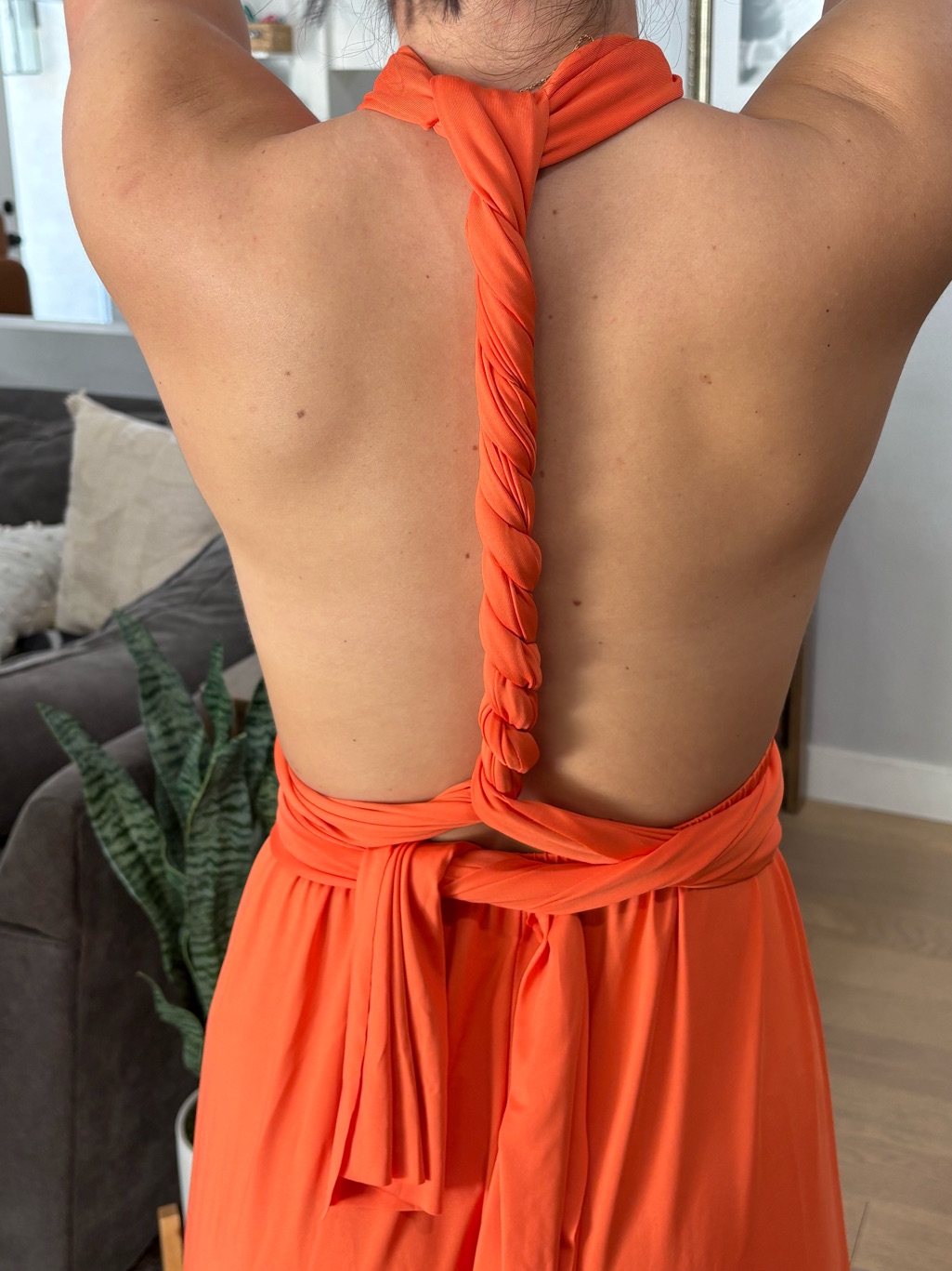 Orange Halter Knit Maxi Dress - Women's Infinity Dress